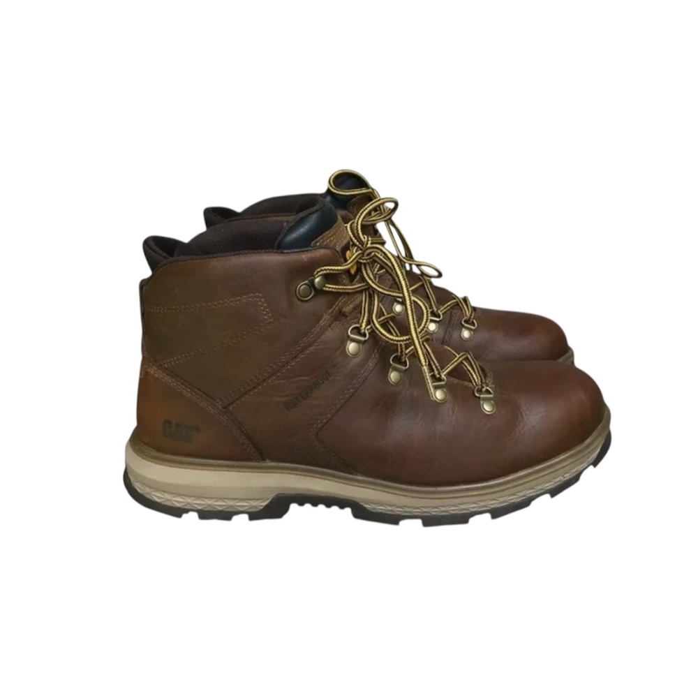 CAT Men’s Leather  Exposition Hiker Waterproof Work Boots. Size 14.